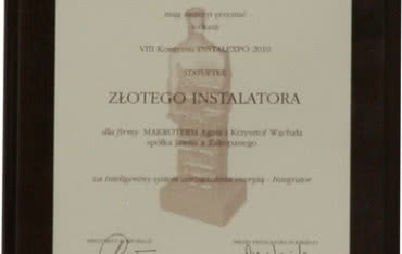 Złoty Instalator dla firmy Makroterm